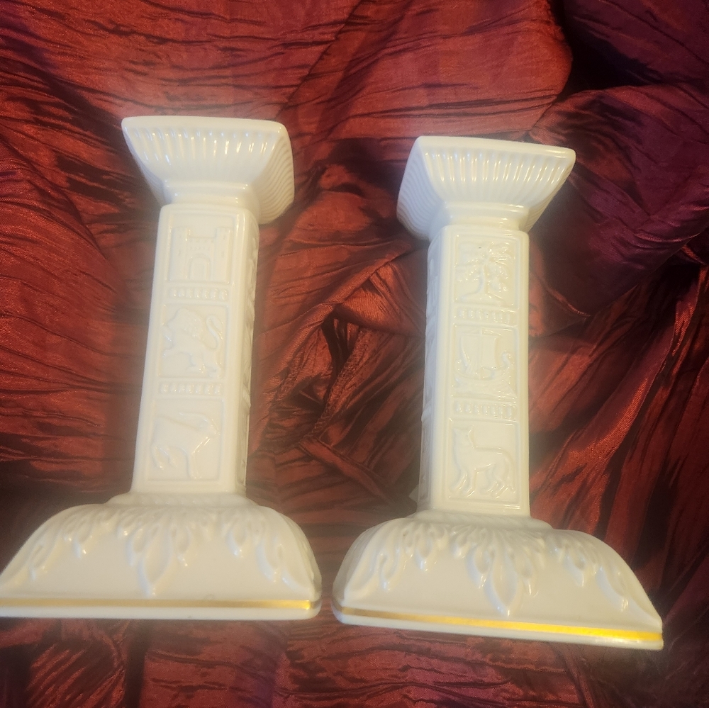 Lenox Sabbath Judaic Candlestick holders authentic 24 karat trim beautiful.